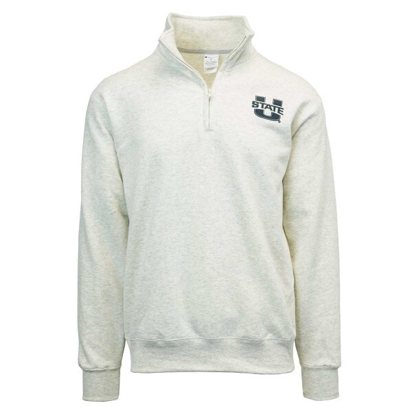 Quarter-zip sweatshirt, U-State Heathered Oatmeal